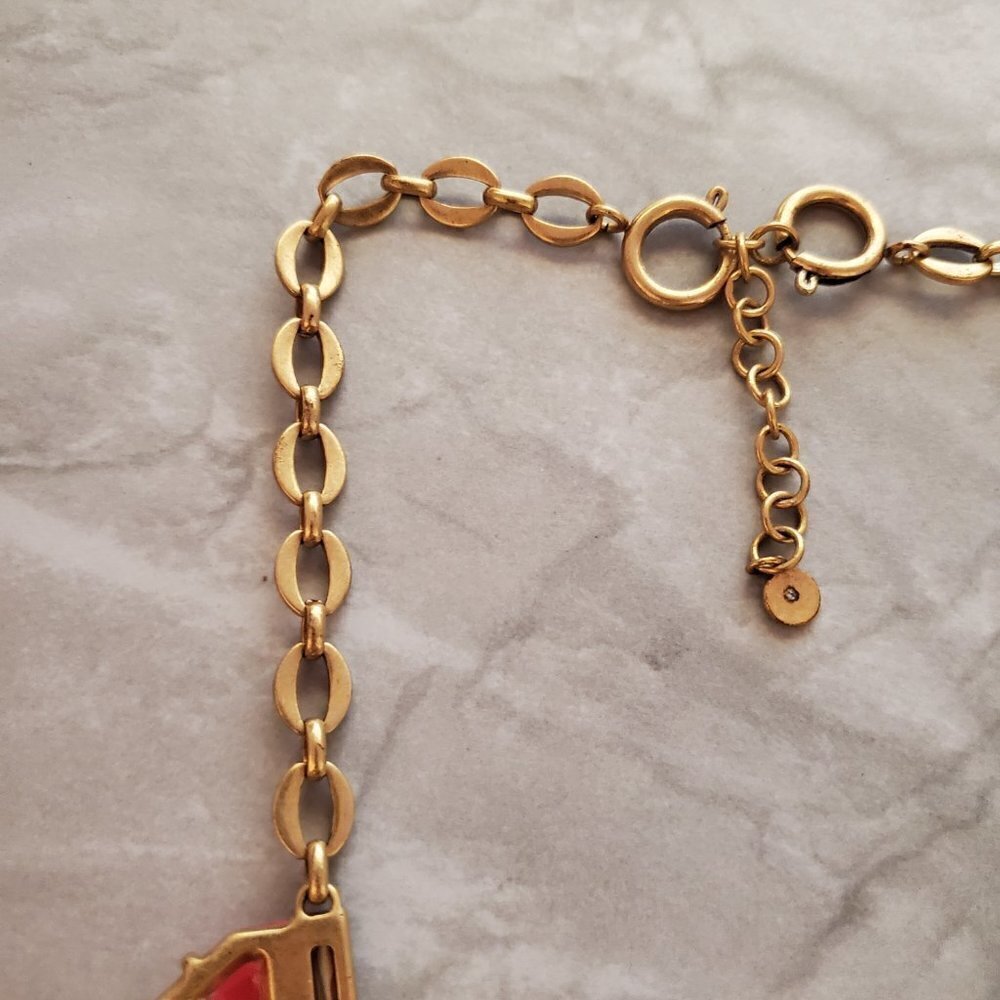 🎀 Stella and Dot Hot Neon Rhinestones Crystals Vintage Antiqued Gold Statement - Picture 8 of 13